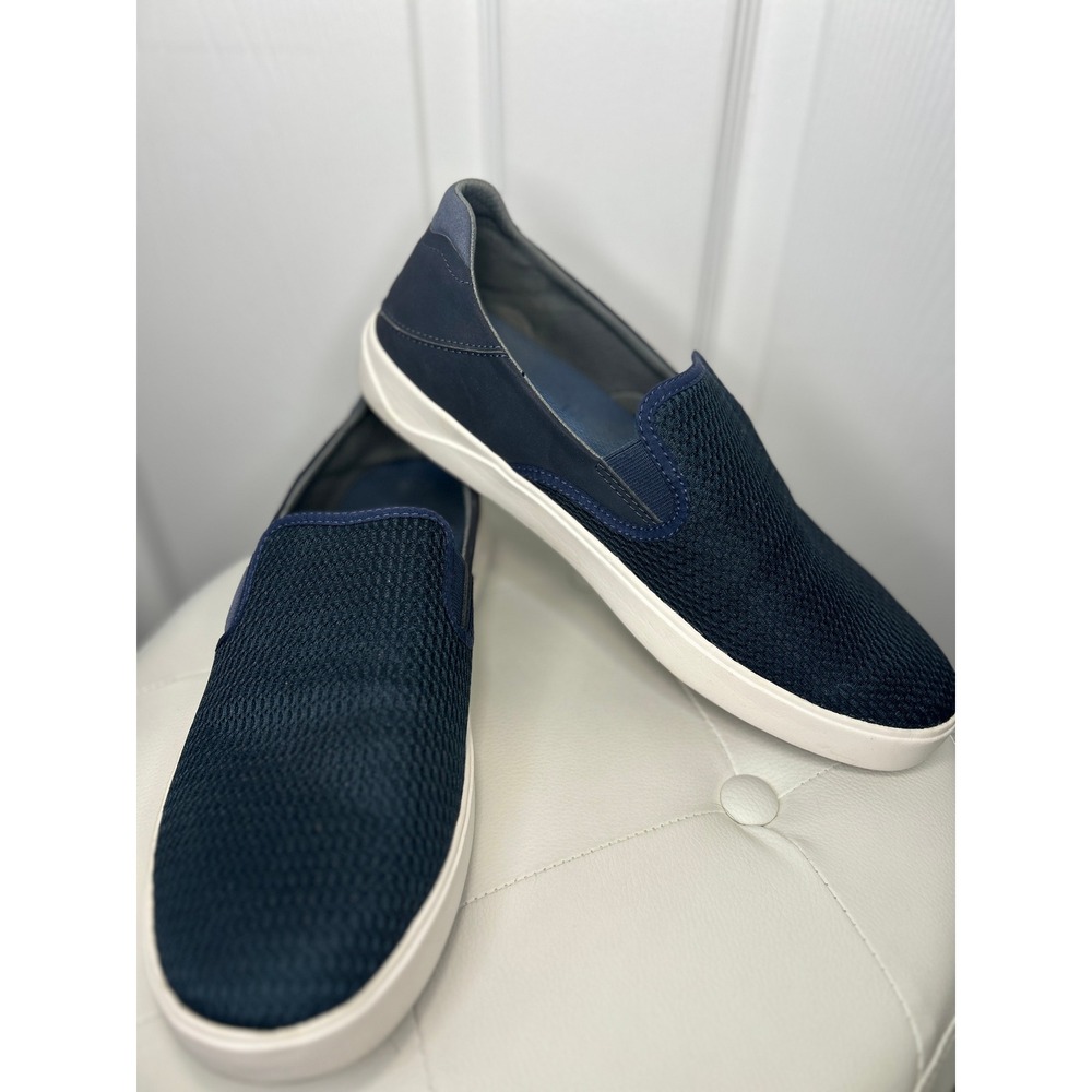 OluKai Lae'ahi Slip On Sneaker 10.5 Navy Mesh Drop In Heel Coastal Preppy